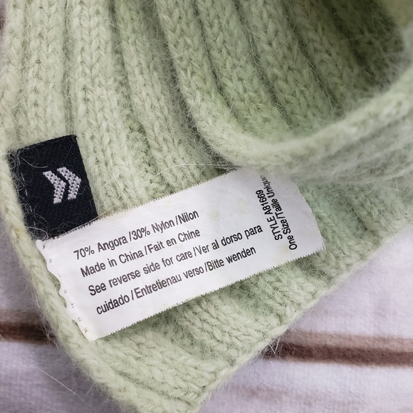 🌞SOLD🌞 Isotoner Mint Green Cable Knit Angora Scarf 57 x 5.5 Inch - Picture 3 of 5